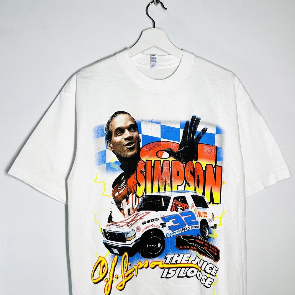 OJ SIMPSON Race Car The Juice Is Loose T-Shirt
